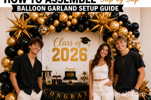 How to Assemble a Balloon Garland – Step-by-Step Setup Guide for the Black & Gold Balloon Arch Kit (available in multiple colors)