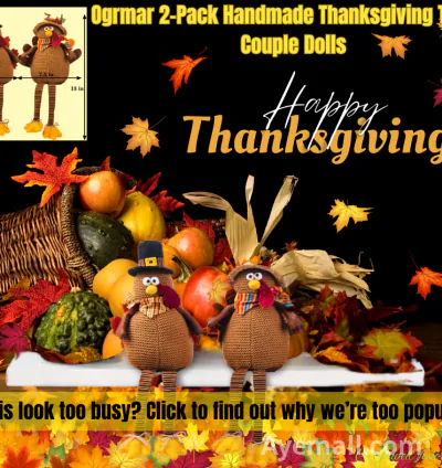 Ogrmar 2-Pack Handmade Thanksgiving Turkey Couple Dolls – Exquisite Fall Tabletop Decor for Home, Office & Harvest Celebrations