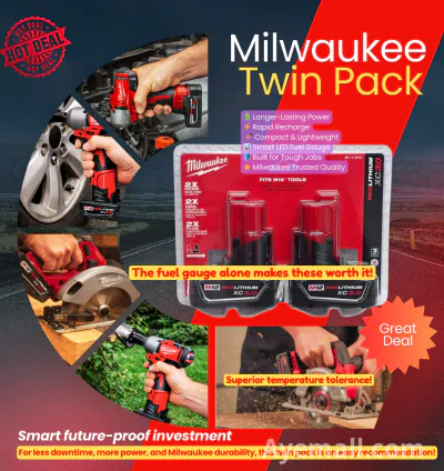 Milwaukee 48-11-2412 M12 Lithium-Ion 3.0Ah Batteries – 2-Pack Power Upgrade