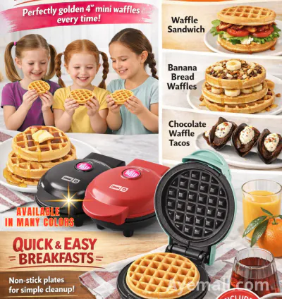 Dash Mini Waffle Maker – Space-Saving, Easy-Clean Waffle Maker for Any Kitchen