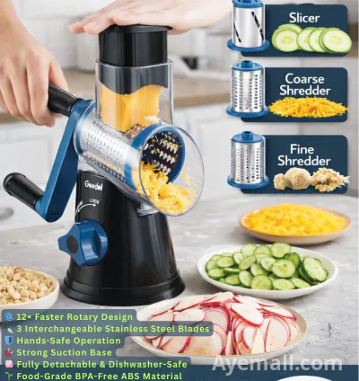 Professional Rotary Cheese Grater with Suction Base – Kitchen Game Changer