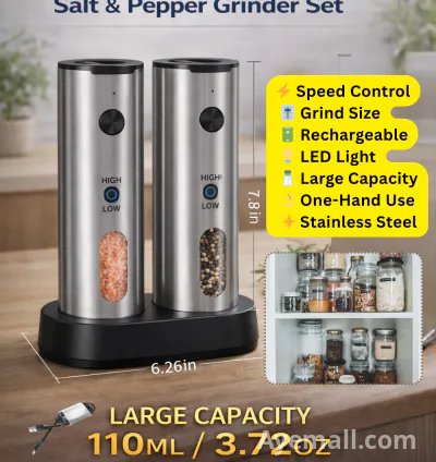 CIRCLE JOY Rechargeable Electric Salt & Pepper Grinder Set Review – Dual Speed & Adjustable Coarseness